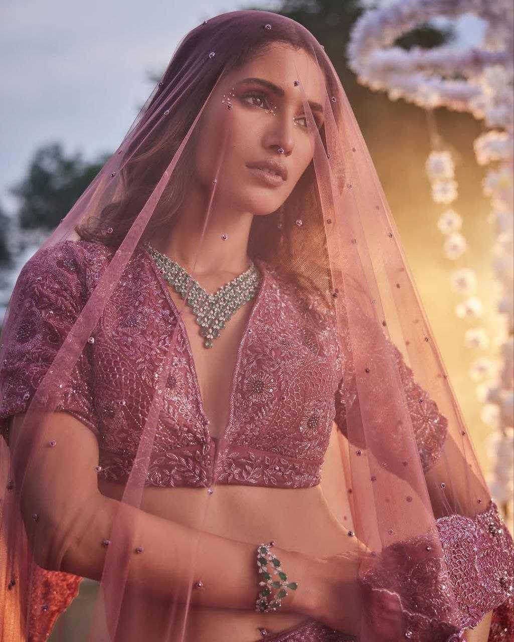 Chinon Silk Embroidered Zari Work Sequins Lehenga - MYLUXURY LANE ENTERPRISE